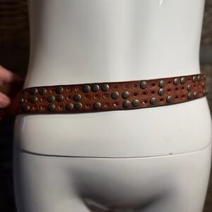 Armani Exchange Studded Laser Cut Genuine Cow Leather Belt - size Large
